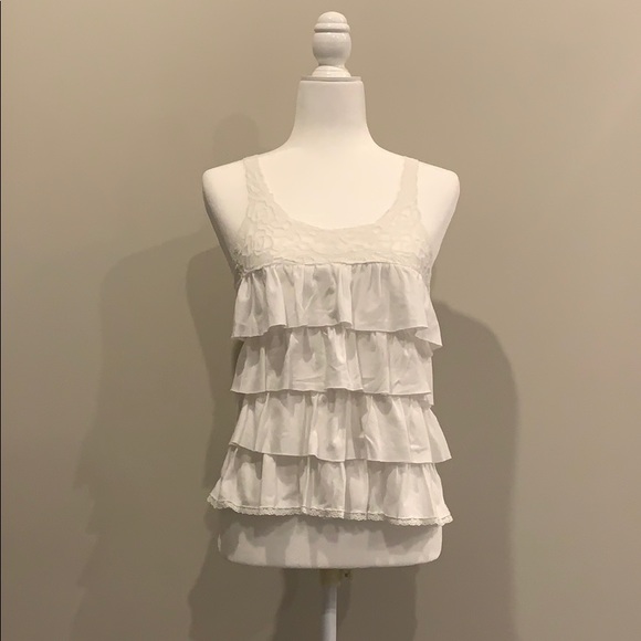 Aeropostale white ruffled tank top - Picture 1 of 1